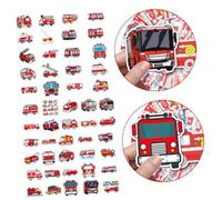 WHAMVOX 50 pièces Autocollants Camion de Pompier Gommettes Créatives pour Ordinateur Portable Planner et Scrapbooking Décorations Adhésives pour Loisirs DIY