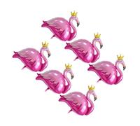 WHAMVOX 6 Pièces Ballons Flamant Hawaïens Aluminium Kit Décoration Tropicale pour Fête Plage Mariage Photobooth