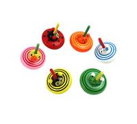WHAMVOX 6 Pièces Jouets Bois Petits Toupies Colorées Animales pour Garçon Fille Exercices de Coordination Main-œil et Créativité Mini Facile à Ranger