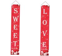 WHAMVOX Bannière de Porte Saint-Valentin en Tissu Polyester Couplet Amoureux Décoratif pour Fête Ornement de Couplet en 1 Paire Décoration Intérieure et Extérieure Couleur Vive