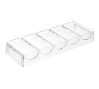 WHAMVOX Boîte à Jetons de Poker Transparente en Acrylique 5 Compartiments de Rangement Plateau Multifonction Compact Étui Portable Résistant à l'usure pour Organisation et Transport