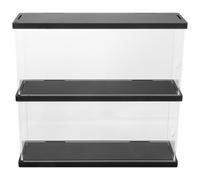 WHAMVOX Boîte de Présentation Grosse Capacité Acrylique Noire à Double Couche Design Anti-poussière pour Figurines et Cosmétiques pour Exposition Organisée