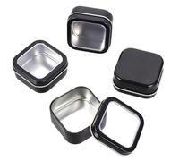 WHAMVOX Boîtes À Bougies Vides en Fer Carré 16 Pièces avec Couvercle Transparent Conçues pour Rangement De Petits Objets Et Accessoires De Maison