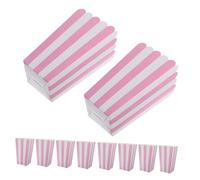 WHAMVOX Boîtes à Popcorn Petites Rayées 24 Pièces Papier Épais Rose Bord Ondulé Résistant Huile pour Fêtes Anniversaire Goûter Entre Amis
