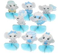 WHAMVOX Boule en Papier Alvéolé Éléphant Bleu 8 Pièces, Ornement Animal en Nid d'abeille pour Décoration Intérieure, Agencement de Scène de Fête, Décor Suspendu pour Anniversaire