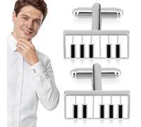 WHAMVOX Boutons de Manchette et Fixation Rapide Homme à Motif Piano en Alliage Design Créatif Accessoire Élégant Cadeau Festif pour Chemise pour Amis