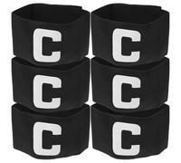 WHAMVOX Brassard de Capitaine de Football et Différenciation de Rôle Noir 6 Pièces en Nylon Extensible Bande Élastique Confortable pour Joueurs et Entraînements pour Matchs