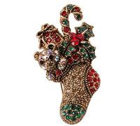 WHAMVOX Broche Rétro de Chaussette Ornée de Cristaux Dorés, Accessoire Décoratif, Cadeau pour Fêtes et Anniversaires