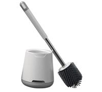 WHAMVOX Brosse Nettoyante pour Cuvette de Toilettes Mural Gris-Blanc Support Robuste en Plastique, Accessoires Salle de Bain, Ensemble de Nettoyage pour Usage Domestique et Bureau