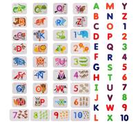 WHAMVOX Cartes Éducatives Chiffres et Lettres Bois pour Garçon Fille Jeu Pédagogique de Reconnaissance et Apprentissage de Orthographe Cognitif pour Garçons et Filles Dès Ans