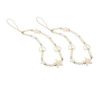 WHAMVOX Chaîne de Téléphone Portable Accessoire Portable Anti-perte en Acrylique Blanc Perles Étoile, Lot de 2 Pièces pour Mp3 et Caméras