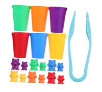 WHAMVOX Éducatif Éveil Garçon Fille Set Ours Arc Ciel Colorés avec Gobelets et Pince Jeu de Calcul et Coordination Main Œil pour Apprentissage Mathématique Garçon Fille