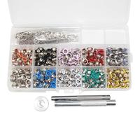 WHAMVOX Ensemble de 300 Kit D'œillets Métalliques 6mm Multicolores avec Outil D'installation, Laiton, pour Vêtements, Paquet et Projets DIY