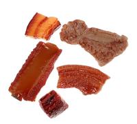 WHAMVOX Ensemble de 5 Pièces de Jouets Décoratifs de Porc Braisé en Résine Modèles Réalistes de Côtes de Porc Accessoires de Décoration Cuisine Salon et Jeu D’Imitation