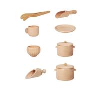 WHAMVOX Ensemble de Jouets Cuisine en Bois 8 Pièces Mini Vaisselle Pratique pour Garçon et Filles Cuisine de Simulation Ustensiles Sensoriels pour Motricité Fine et Jeu Éducatif