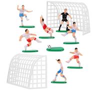 WHAMVOX Figurines d'Équipe de Football pour Décoration de Gâteaux Ensemble de 9 Pièces 2 Buts 6 Joueurs et 1 Arbitre Accessoires Créatifs pour Pâtisserie Ornement de Gâteau Football