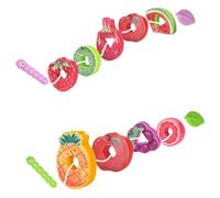 WHAMVOX Jeu de Laçage Fruits Éducatif Précoce, d'apprentissage Préscolaire à Enfiler, Blocs de Fruits en Bois Colorés, Petit Format Léger, Développement Motricité Fine et Reconnaissance