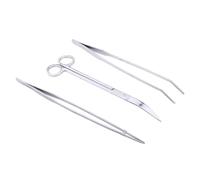 WHAMVOX Kit pour Aquarium en Acier Inoxydable Pinces Courbées, Pinces Droites et Ciseaux pour Plantes Aquatiques, Outils Délicats pour Entretien Expert des Plantes D'aquarium Argentés