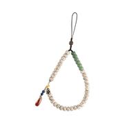 WHAMVOX Lanière de Téléphone Vintage Perles Boisées Cordon Poignet Court pour Smartphone Accessoire Suspendu Style Chinois