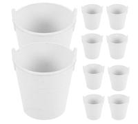 WHAMVOX Lot de 10 Mini Seaux en Plastique Non Colorés, Hauteur 5,7 Cm, Poignées Latérales, Seaux Vides DIY pour Bricolage, Décoration Maison et Mini Jardinières, pour Activités Créatives