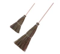 WHAMVOX Lot de 2 Balais Décoratifs Miniatures en Bois et Paille Grand et Petit pour Maison de Poupée Accessoire Réaliste Léger et Artisanal Décoration Miniature pour Jouets et Photo