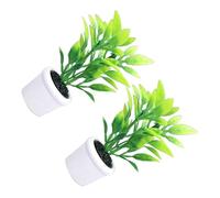 WHAMVOX Lot de 2 Mini Plantes Décoratives en Plastique pour Maison de Poupée, Figurines de Plantes Miniatures en Pot, Décoration Miniature Verte pour Étagère, Bureau ou Rebord de Fenêtre