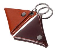 WHAMVOX Lot de 2 Porte-Médiators en Cuir Véritable Marron Foncé et Orange Étuis de Rangement Compacts Porte-Clés Protection Imperméable pour Médiators de Guitare Acoustique et