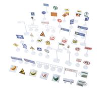 WHAMVOX Lot de 2 Set de Ensembles de 28 Panneaux de Signalisation Miniatures pour Garçon et Filles, Jouets Éducatifs en Plastique Coloré, Modèles Réalistes pour Apprentissage Routier
