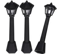 WHAMVOX Lot de 3 Lampadaires Miniatures Noirs en Résine Naturelle Figurines Lumineuses pour Micro-Paysage Décoration Miniature de Maison de Poupée Accessoires de Jardin Zen et Ornement
