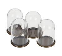 WHAMVOX Lot de 4 Cloches Miniatures en Verre Transparent avec Base Verte Antique 25X38 MM Vitrine en Cloche pour Fleurs Préservées et Décoration de Maison de Poupée