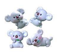 WHAMVOX Lot de 4 Mini Figurines de Koalas en Résine Ornement Animal Miniature Décorations pour Jardin et Bureau Figurines Miniatures Adorables Maison de Poupée