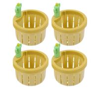 WHAMVOX Lot de 4 Paniers de Filtration pour Évier en Plastique Jaune Filtre Anti-Obstruction de Cactus Récupérateur de Déchets Alimentaires Cuisine Panier d'Égouttage Portable et