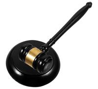 WHAMVOX Marteau de Juge en Bois Socle Noir Maillet pour Réunions et Ventes aux Enchères Accessoire Traditionnel pour Magistrats et Commissaires-Priseurs Design Artisanal et Portable