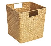 WHAMVOX Panier de Rangement Multifonctionnel en Algues Naturelles Tressées, Couleur Jaune, Taille Moyenne, Panier Artisanal Polyvalent pour Fruits, Épices et Organisation Maison