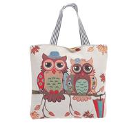 WHAMVOX Paquet à Main Deux Modes de Port en Toile Brodée Motif Hibou, Grosse Capacité pour Excursion D'une Journée ou Camping
