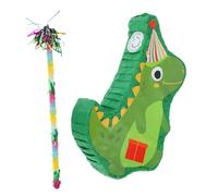 WHAMVOX Piñata Dinosaure Verte 3d 2 Pièces pour Fête D'anniversaire Bâton à Frapper et Porte-bonbons, Décoration Amusante et Piñata pour Garçon et Filles et Soirées Festives