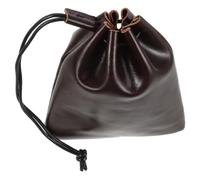 WHAMVOX Pochette à Cordon Couleur Café Vintage en Cuir Pleine Fleur pour Monnaie et Petits Bijoux, Fermeture à Cordon pour Paiements en Distributeur et Transports Publics