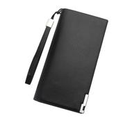 WHAMVOX Portefeuille ou Présents de Noël à Fermeture Éclair Long pour Homme en Cuir PU Noir, Grosse Capacité Plusieurs Emplacements pour Cartes et Poche Téléphone, Usage Bureau