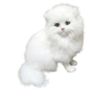 WHAMVOX Poupée De Chat en Peluche Réaliste pour Garçon Et Filles, Taille Moyenne 16x12x18 Cm, Imitation Fourrure Blanche Persane, Jouet Décoratif D’intérieur pour Jouer Chats Et Décors De Classe