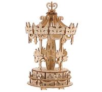WHAMVOX Puzzle Bois Carrousel DIY Modèle Éducatif Bois Naturel Jeu de Construction Casse-tête pour Garçon Fille et Familles Décoration Bureau
