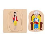 WHAMVOX Puzzle Éducatif Bois Multi-Couches Montessori pour Garçon Fille Modèle Humain Cartoon Apprentissage Cycle de Vie Développement Cognitif et Observation Pédagogique pour Garçons et