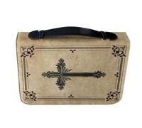 WHAMVOX Sacoche de Bible Vintage Pu avec Croix Étui de Protection avec Poignée et Fermeture Éclair Sac de Transport pour Hommes et Femmes Pochette Portable pour Étude Biblique et Voyage