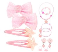 WHAMVOX Set de Bijoux Garçon Fille Fille Collier Bracelet Bague Barrettes Accessoires Mode Princesse pour Décoration et Jeu Habillage