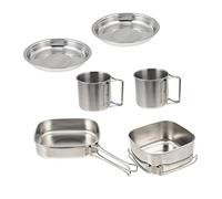 WHAMVOX Set de Cuisine Camping INOX Portable avec Casseroles Pliables et Poêle Multifonction pour Cuisson Extérieur