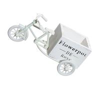 WHAMVOX Support à Fleurs de Vélo Blanc 1 Pièce, Jardinière Multifonction en Bois et Plastique Écologique, Seau de Table pour Décoration Mariage Champêtre et Centre de Table, Accessoire