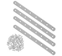 WHAMVOX Support Plat en Acier Inoxydable, entretoise Droite Plate 245 mm, 8 Trous, Lot de 4, vis de Fixation, pour réparation du Bois et Installation Facile