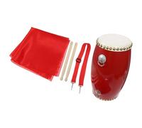 WHAMVOX Tambour de Taille Traditionnel en Cuir de Vachette 12 Cm Baguettes, Sangle et Foulard Rouge - Tambour à Main Portable pour Garçon et Filles et Adultes, Instrument de Musique