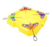 WHAMVOX Toupie de Combat Portable pour Garçon et Filles Ensemble 1 Set Plateau Jaune, 4 Gyroscopes et 4 Lanceurs à Tirage Gyroscopique Amusant et Éducatif pour Jeux de Compétition