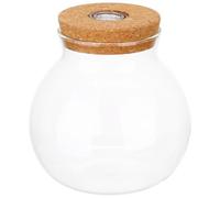 WHAMVOX Vase Verre Transparent Rond avec Couvercle Liège pour Terrarium Micro-écosystème Lumineux Station de Propagation pour Plantes Fleurs Décoration Bureau