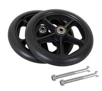 WHAPELQ Lot de 2 roues de fauteuil roulant remplaçables - Roue avant de rechange pour fauteuils roulants en PVC + roue de marche en métal solide pour fauteuils roulants, déambulateurs, déambulateurs -
